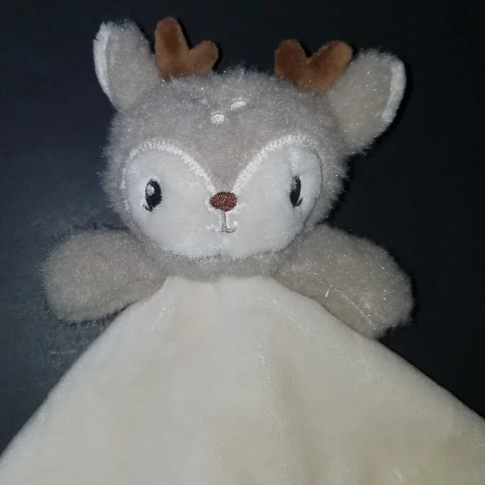 My First Easter Baby Lovey Rattle Plush Toy Deer Reindeer Fawn Ivory Tan